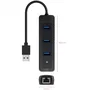 Nanocable Hub USB 3.0 10.16.4604 - 3 Puertos USB-A 3.0 + 1 Puerto Ethernet RJ45 Gigabit, Negro, 15 cm